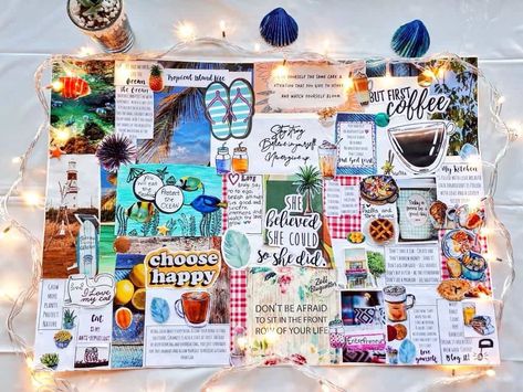 Vision Board Ideas that Work (And How To Make A Vision Board) - Lifehack Scrapbooking Aesthetic, Creative Vision Boards, Manifestation Success, Make A Vision Board, Vision Board Diy, Vision Boarding, Collage Des Photos, Vision Board Template, Blouse Design Ideas