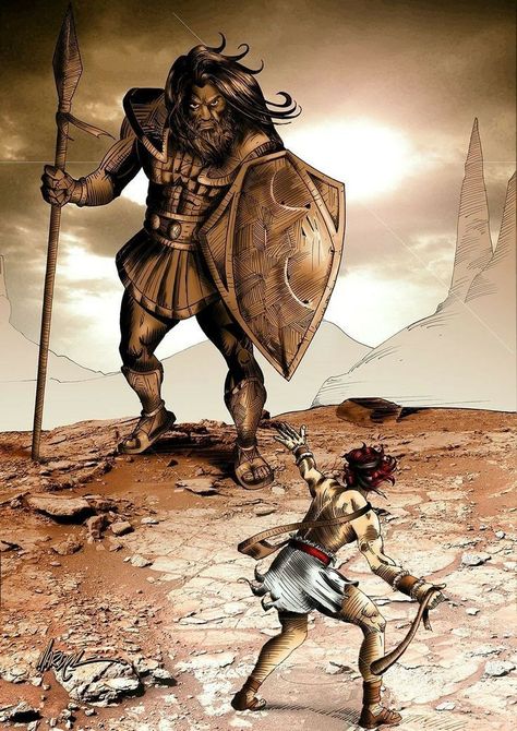 David Vs Goliath, Samuel 17, Pictures Of Christ, David And Goliath, Bible Illustrations, 1 Samuel, Bible Images, Christian Artwork, Bible Pictures