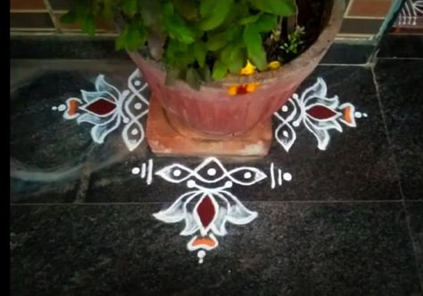 SV Rangolis Tulasi Rangoli Designs, Easy Rangoli Designs Diwali, Rangoli Designs Diwali, Rangoli Designs With Dots, Easy Rangoli Designs, Easy Rangoli, Simple Rangoli, Rangoli Designs, Diwali