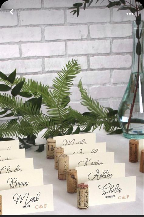 Cork Place Cards, Wedding Table Themes, Wedding Favor Table, Wedding Decorations On A Budget, Cork Diy, בר מצווה, Wine Corks, Cute Wedding Ideas, Wedding Table Decorations