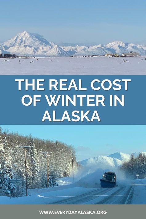 Top photo: mountain range on a blue sky day on Alaska’s Kenai Peninsula. Bottom photo: a plow truck clearing off highways in Alaska during winter. Living In Anchorage Alaska, Alaskan Living, Soldotna Alaska, Alaska Packing List, Alaska Living, Moving To Alaska, Alaska Winter, Alaska The Last Frontier, Alaska Trip