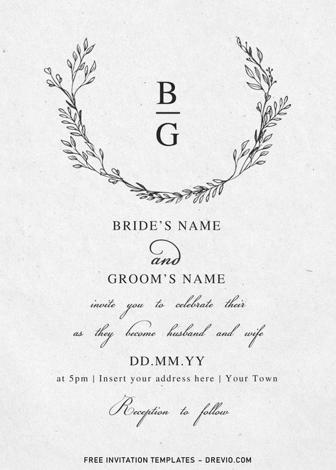 At Home Wedding, Monogram Invitation, Invitation Letter, Free Printable Birthday Invitations, Invitation Design Template, Monogram Wedding Invitations, Free Invitation Templates, Wedding Invitation Card Design, Host Club