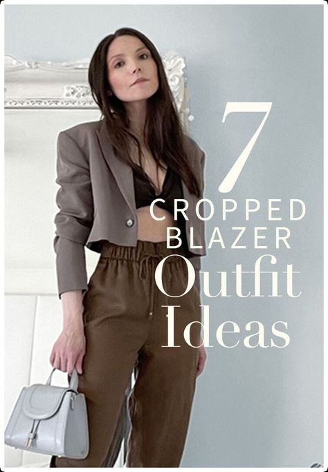 Black Cropped Blazer Outfit, Blazer Outfits Black, Crop Blazer Outfit, Cropped Blazer Outfit, Beige Blazer Outfit, White Blazer Outfits, Cropped Outfits, Blazer Outfit Ideas, Black Blazer Outfit