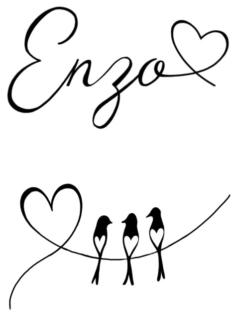 Enzo Tattoo Design, Enzo Tattoo Ideas, Family Name Tattoo, Enzo Tattoo, Tattoo Ideas Placement, Family Name Tattoos, Tattoos Stencils, Easy Tattoos, Birds Png