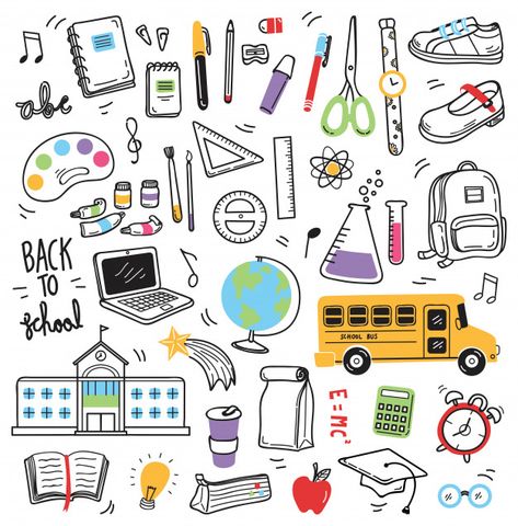 Back to school doodle elements Premium V... | Premium Vector #Freepik #vector #background #music #school #book School Doodle, Doodle Elements, School Doodles, Planner Doodles, Zestaw Ikon, School Stickers, Bullet Journal Doodles, Journal Doodles, Good Notes