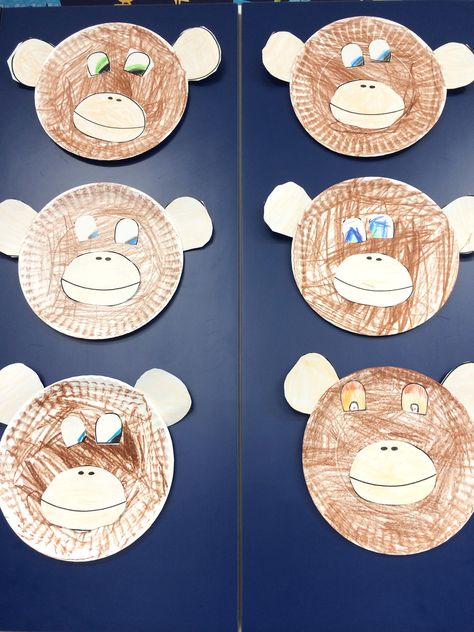 Paper plate monkeys Monkey Crafts For Preschoolers, Paper Plate Monkey, Plate Craft Ideas, Animal Math, Pre K Crafts, Zoo Crafts, Paper Plate Animals, Monkey Crafts, Paper Plate Craft