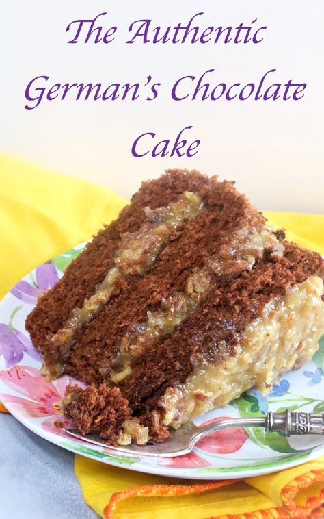 This is the Authentic German's Chocolate Cake, made from scratch with German's Baking Chocolate.  It is moist and delicious with that famous coconut pecan frosting.  Scrumptious!! #authentic #germanschocolatecake #cake #coconutpecanfrosting #chocolatecake #mycountrytable Homemade German Chocolate Cake, My Country Table, German Chocolate Cake Recipe, Chocolate Cake From Scratch, Chocolate Homemade, Coconut Pecan Frosting, German Baking, Country Table, Coconut Pecan