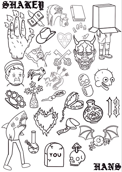 A stick and poke flash sheet of tattoos Stick N Poke Stencil, Stick Poke Ideas, Flash Cards Tattoo, Stick And Poke Neck Tattoo, Unique Flash Tattoo Ideas, Stick And Poke Tattoo Designs, Hand Poke Flash, Trippy Stick And Poke, Stick And Poke Tattoo Ideas Men