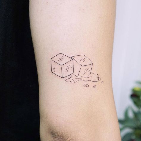 Ice cube tattoos. Cube Tattoo, Ice Tattoo, Cherub Tattoo, Food Tattoos, Mark Tattoo, On Tattoo, Sharpie Tattoos, Cardigan Winter, Subtle Tattoos