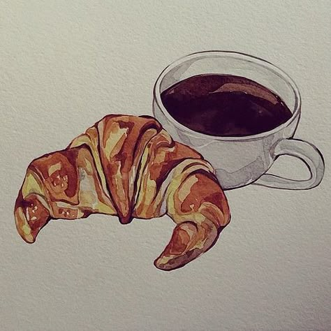 Breakfast Watercolor, Watercolours Painting, Pumpkin Pies, Watercolor Food, Coffee Painting, Food Painting, Art Painting Gallery, 수채화 그림, Arte Sketchbook