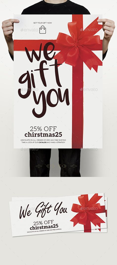 New Years Sale Design, Gift Card Campaign, Birthday Promotion Design, Gift Poster Design Ideas, Gift Card Advertising, Christmas Marketing Gifts, Gift Poster Design, Christmas Promotion Design, Gift Card Poster