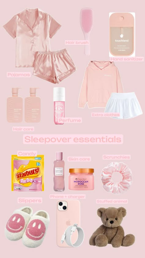 Mine don’t repost! #pink #sleepover #coquette #babypink Coquette Sleepover Ideas, Overnight Packing List Woman, Sleep Over Packing List, Sleepover Necessities, Sleepover Must Haves, Sleepover Ideas Aesthetic, Preppy Sleepover Ideas, Pink Sleepover, Sleepover Packing