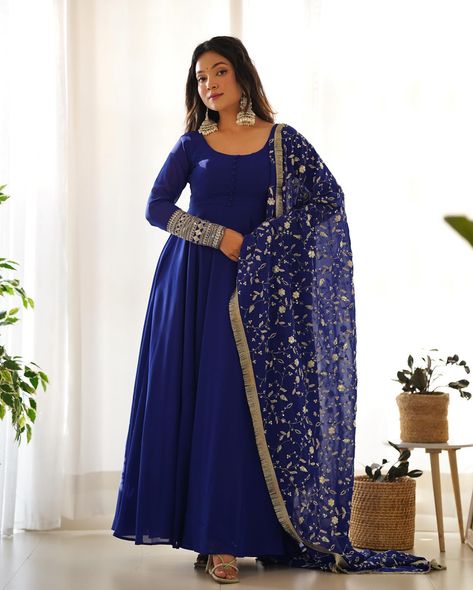 Comment “Link” To Get Details In DM 💙 Royal Blue Pure Soft Fox Georgette Anarkali Suit Set With Huge Flair, Dupatta & Pant Search “KB 241” On Our Website To Shop 👗 Hurry, Book Fast To Make This Festival Season Unforgettable ✨ Shop Now From www.BahuPalace.com Link In Bio DM/WhatsApp Us At +91 9409911700 💖 Take Screenshot & Send Us To WhatsApp For More Details! Which One You Want To Buy/Inquiry? 🙈 100% Quality Assured Premium Product With Pocket Friendly Price | Free Express Shipping | Cas... Georgette Anarkali Dress, Flair Sleeves, Georgette Anarkali Suits, Patiyala Dress, Blue Anarkali, Readymade Salwar Kameez, Georgette Anarkali, Cotton Wedding, Anarkali Kurti