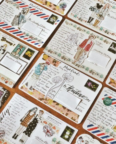 Diy Post Cards Ideas, Vintage Postcard Art, Postcard Art Ideas, Postcard Design Ideas, Snail Mail Crafts, Post Card Art, Postcard Writing, Postcards Inspiration, Postcard Ideas