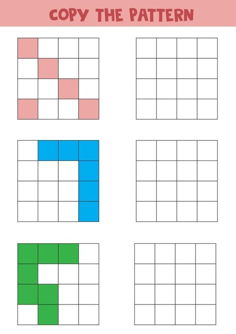 Copy The Pattern Worksheet, Copy Patterns Worksheets, Class 1 Maths, 6th Grade Worksheets, Visual Perception Activities, Preschool Fine Motor Activities, Alphabet Worksheets Kindergarten, Pattern Worksheet, Worksheet For Kids