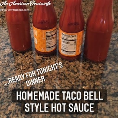 An American Housewife: From my Instagram: Homemade Taco Sauce (I also recycle and refill Taco Bell Taco Sauce Bottles) Hot Taco Sauce, Homemade Taco Bell Mild Sauce, Taco Bell Taco Sauce Recipe, How To Make Taco Sauce, Copycat Taco Bell Sauce, Taco Bell Hot Sauce Recipe, Diy Taco Sauce, Taco Bell Sauce Recipe, Canning Taco Sauce