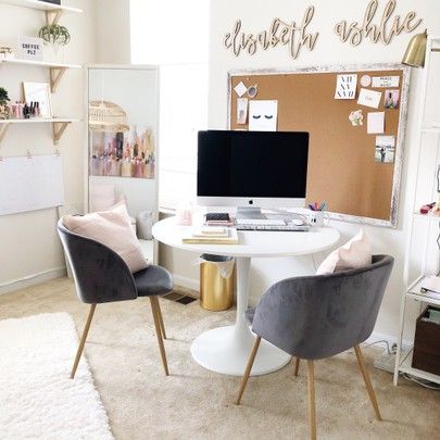 Home Office Table Desk, Round Office Table, Round Desk, Office Table Desk, Feminine Home Offices, Feminine Home, Home Office Table, Study Area, Office Inspo