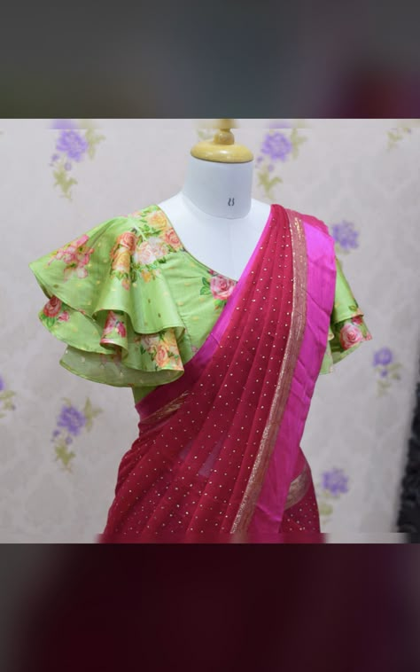 Wedding Lehenga Ideas, Ruffle Blouse Designs, Lehenga Ideas, Pink Blouse Designs, Lace Blouse Design, Blouse Designs High Neck, Blouse Designs Catalogue, Simple Saree Designs, Fashionable Saree