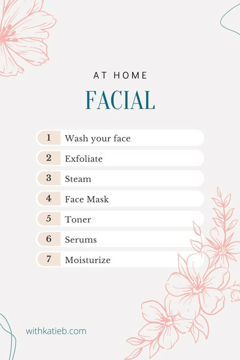 Pamper Routine, Facial Care Routine, At Home Facial, Facial At Home, Facial Routine Skincare, Home Facial, Facial Routines, Skin Care Routine Order, Basic Skin Care Routine