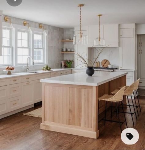 Renovate Kitchen, Two Toned Kitchen, Two Toned Kitchen Cabinets, Gorgeous White Kitchen, 1900s Home, White Oak Kitchen, Kitchen Post, Concrete Countertops Kitchen, Two Tone Kitchen