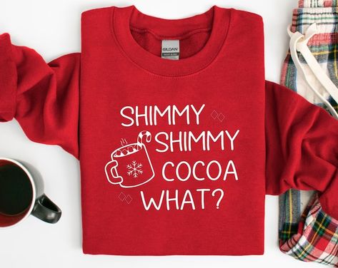 Christmas t- shirts - Etsy Tshirt Design Ideas Cricut, Christmas Vinyl Ideas For Shirts, Christmas Shirt Ideas Cricut, Shimmy Shimmy Cocoa What, Cricut Christmas Shirts Funny, Cricut Ugly Christmas Sweater, Christmas Sweater Cricut, Cricut Projects Beginner Shirts, Sweater Shirt Outfit