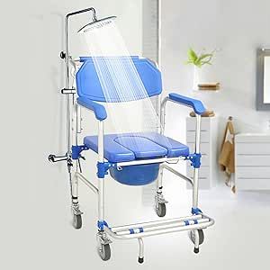 3 in 1 Foldable Shower Wheelchair (350 Pounds), Bedside Commodes Shower Commode Wheelchair Transport Chair with Shower,Toilet,Shower Comode Wheelchairs for Elderly and Disabled Shower Wheelchair, Mobility Scooter Accessories, Transport Chair, Transport Wheelchair, Shower Toilet, Wheel Chair, Baby Health, Daily Living, Household Supplies