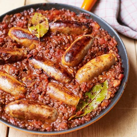 Toulouse Sausage, Lentil Dinner Recipes, Lentil Dinner, French Sausage, Lentils And Sausage, French Cooking Recipes, Beef Steak Recipes, French Lentils, Lentil Dishes