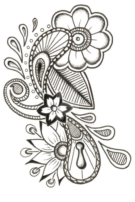 Paisley by tstat0822 on DeviantArt Simple Paisley, Paisley Drawing, Paisley Tattoos, Paisley Tattoo, Pink Guitar, Paisley Flower, Flower Sleeve, Flower Drawings, Paisley Art