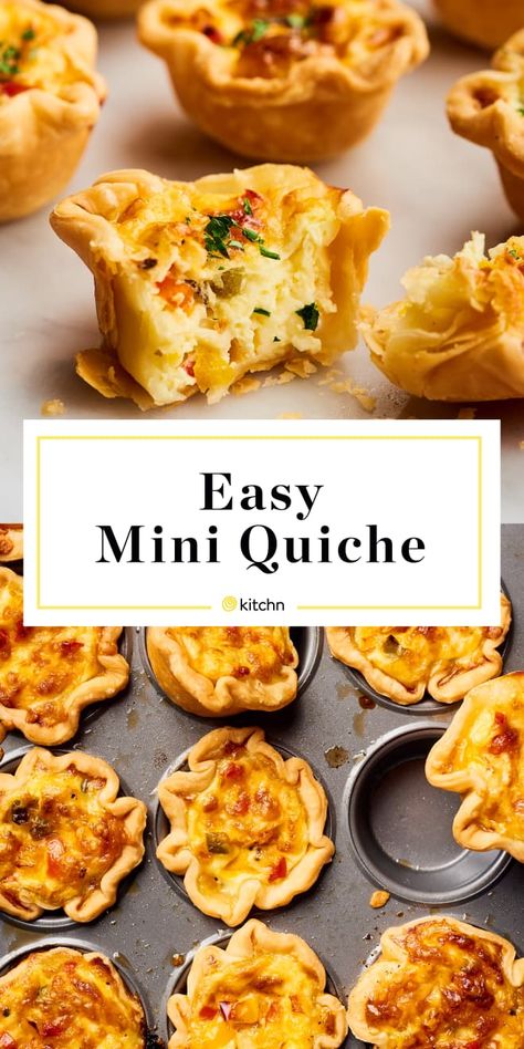 Easy Mini Quiche, Mini Quiche Cups, Mini Quiche Recipe, Quiche Cups, Mini Quiche Recipes, Brunch Items, Quiche Recipes Easy, Brunch Spread, Mini Quiches