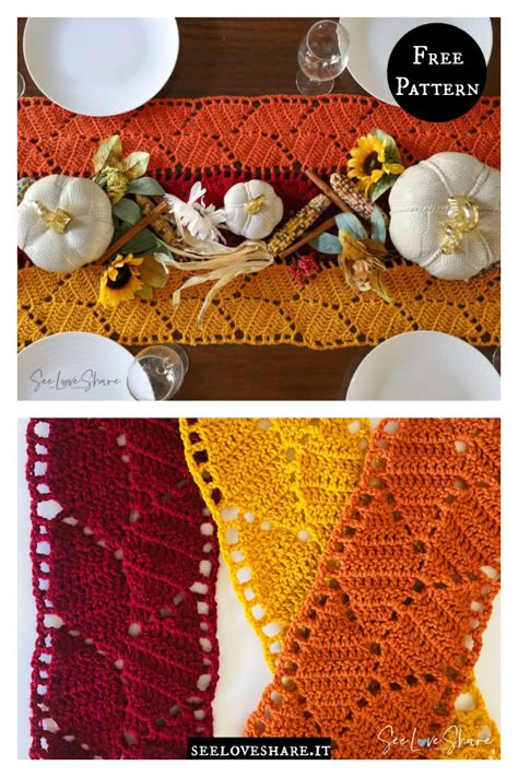 Autumn Leaves Decor Free Crochet Pattern Crochet Fall Table Runner Pattern, Thanksgiving Crochet Doily Pattern, Fall Table Runner Crochet, Fall Crochet Doily Patterns Free, Fall Crochet Stitches, Crochet Winter Table Runner, Crochet Fall Table Runner Free Pattern, Crochet Thanksgiving Table Runner, Crochet Autumn Clothes