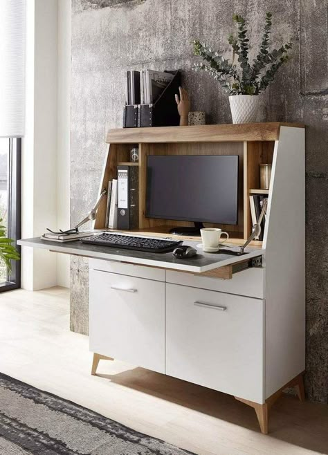 Modern Office Design Inspiration, Hidden Office, Home Office Guest Room Combo, Hidden Desk, Home Office Built Ins, Tiny Home Office, Home Office/guest Room, Home Office For Man, Home Office Closet