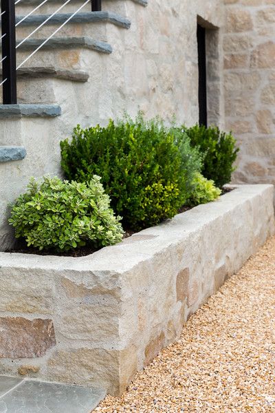 NGingold_GardenStudios0816_279 نباتات منزلية, Mediterranean Garden, Stone Walls, Exterior Home, Home Exteriors, Stone House, Retaining Wall, Home Exterior, Backyard Landscaping Designs