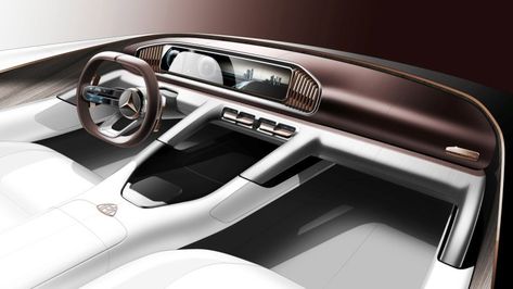 Mercedes-Maybach SUV concept: Vision Ultimate Luxury interior teased Maybach Suv Interior, Truck Interior Design, Maybach Suv, Benz Interior, Maybach Exelero, Suv Interior, Mercedes Benz Interior, Good Sketches, Mercedes Benz Suv