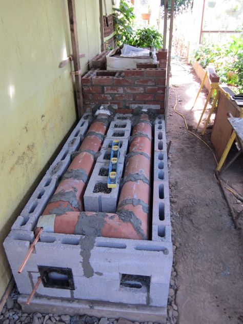 Rocket Stove Greenhouse, Rocket Mass Heater Greenhouse, Case Sotterranee, Greenhouse Heater, Rocket Stove Mass Heater, Greenhouse Heaters, Mass Heater, Rocket Mass Heater, Heating A Greenhouse