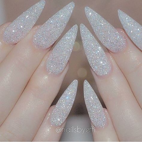 Crystallized Wedding Stiletto Nails, Sparkly Acrylic Nails, Nails Holographic, Painting Nails, Nails With Glitter, Sugar Nails, Glitter Stilettos, Stiletto Nail Art, Glittery Nails