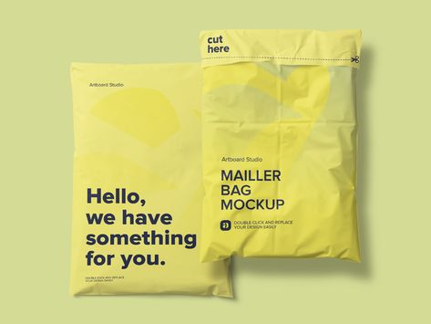 Mailer Bag Mockup Scene by Artboard Studio on Dribbble Packaging Design Polymailer, Packaging Mailer Design, Packaging Design For Bags, Package Design Clothing, Polymailer Packaging Ideas, Plastic Bag Design Packaging, Mailer Packaging Design, Mailer Bag Design, Polymailer Packaging Design