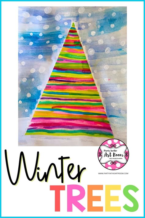 December Art Projects For Elementary, Christmas Painting Kindergarten, Easy Grade 2 Art Ideas, Christmas Art Lessons For Kindergarten, Holiday Process Art Preschool, Christmas Tree Art Kindergarten, December Art Kindergarten, Holiday Craft 3rd Grade, Fourth Grade Christmas Art Projects