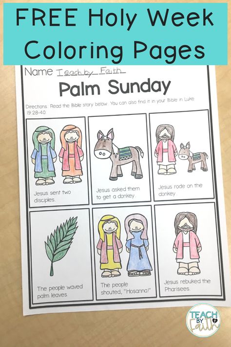 Kindergarten Lent Crafts, Good Friday Activity Sheets, Easter Week Coloring Pages, Easter Sunday Craft Preschool, Good Friday Kids Lesson, Prek Easter Crafts Sunday School, Passion Week Crafts, Lent Activities For Kindergarten, Palm Sunday Sunday School Activities