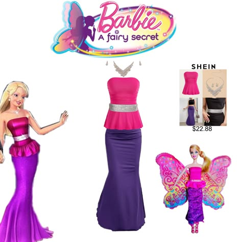 Barbie a fairy secret costume cosplay Barbie Fairy Secret Outfit, Barbie Movie Characters Outfits, Barbie Fairy Secret Costume, Barbie Fashion Fairytale Outfits, Barbie Movies Halloween Costume, Old Barbie Movie Costumes, Barbie Fairy Secret Aesthetic, Barbie Cosplay Ideas, Dress Like Barbie Outfits