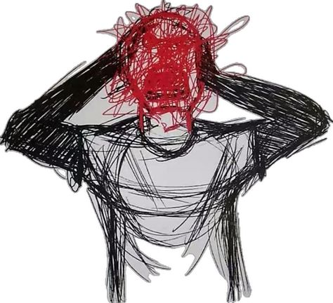 Paranoid Expression Drawing, Angry Issues Art, Internal Screaming Art, Angry Drawing Feelings Easy, Mind Going Crazy Drawing, Headache Sketch, Angry Art Aesthetic, Headache Tattoo, Voices In Your Head Art