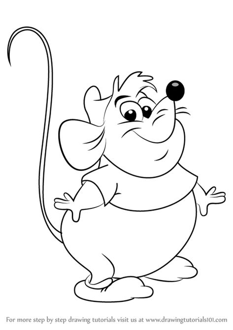 Learn How to Draw Gus from Cinderella (Cinderella) Step by Step : Drawing Tutorials Cinderella Animals, Mouse From Cinderella, Gus From Cinderella, Cinderella Drawing, Cinderella Coloring Pages, Animal Line Art, Cinderella Characters, Cinderella Mice, Disney Character Drawings