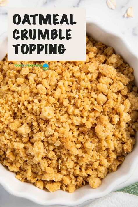 You want to elevate your fruit pie or creamy dessert? This oatmeal crumble topping is what you need. Sprinkle some before baking or right before serving --- yummy! Apple Pie Crumble Topping, Crumble Recipe Topping, Pie Crumble Topping, Heart Foods, Oatmeal Crumble Topping, Crumb Topping Recipe, Pie Topping, Oat Crumble Topping, Oatmeal Crumble