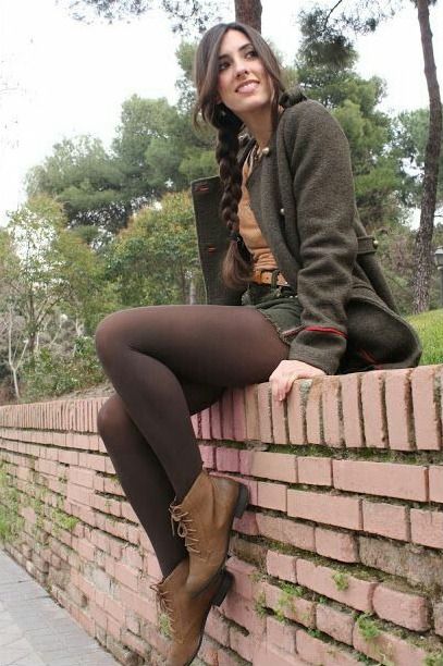 Forget Black, Brown Tights Fitting Clothes Dominate This Winter! – SHINE DRESSES Brown Tights Outfit, Outfit With Tights, Pantyhose Outfit, Colored Tights Outfit, Brown Tights, Tights Outfits, Pantyhose Fashion, Colored Tights, Opaque Tights