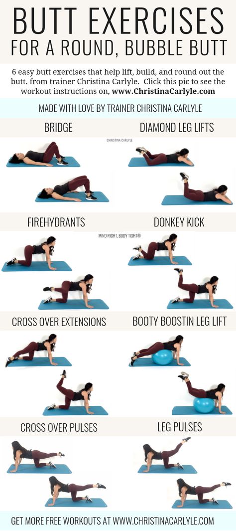 The best Butt Exercises for women to get a round, perky butt fast without bulking legs from trainer Christina Carlyle https://christinacarlyle.com/butt-exercises/ #fitness Workout Instructions, Gym Antrenmanları, Simple Exercises, Trening Fitness, Body Workout Plan, At Home Workout Plan, An Exercise, Fitness Workout For Women, Body Fitness