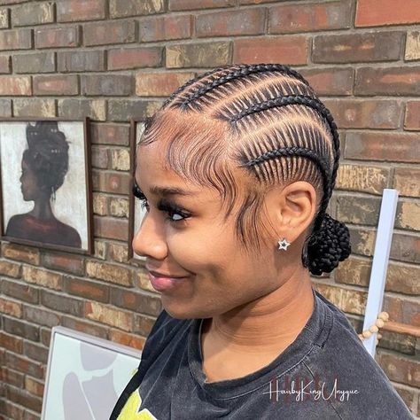 Stitch Braids Cornrows Natural Hair, Five Stitch Braids, 6 Braids Cornrows, 6 Freestyle Stitch Braids, Scalp Braids Styles, Red Stitch Braids, Six Stitch Braids, 6 Stitch Braids With Design, Braided Hairstyles For Black Women Quick