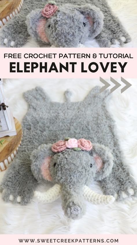 This crochet Elephant is perfect for beginners! This Elephant would be a perfect baby gift, nursery addition, Birthday gift, and SO much more! I hope you enjoy this Easy and Beginner Friendly Elephant! Elephant Lovey Pattern, Elephant Lovie Pattern, Elephant Baby Blanket Crochet Pattern, Elephant Blanket Crochet Free Pattern, Crochet Elephant Snuggler, Crochet Elephant Lovey, Elephant Crochet Pattern Free, Elephant Lovey Crochet, Crochet Elephant Pattern Free