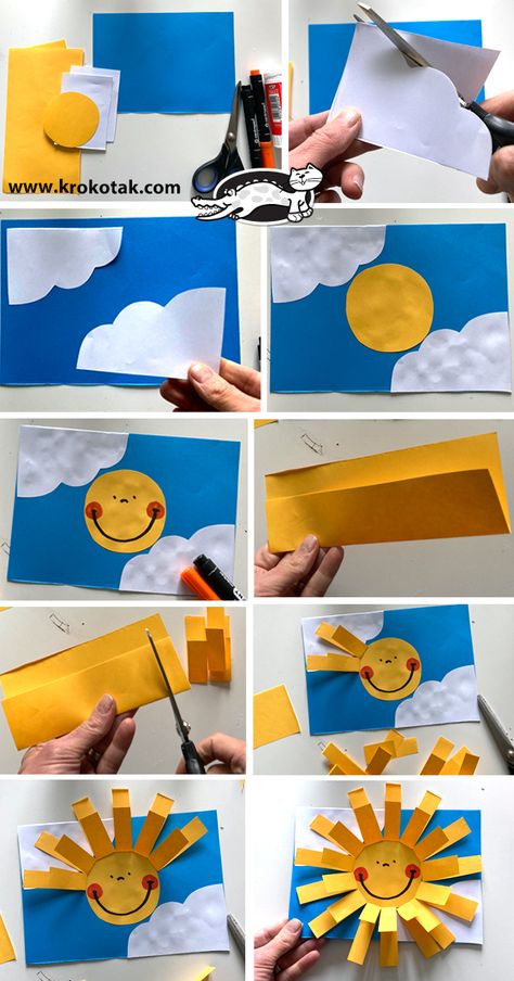 krokotak | PAPER SUN Origami Sun, Craft Sun, Sun Craft, Sunshine Crafts, Paper Sun, Sun Crafts, Weather Crafts, Kids Origami, Toddler Arts And Crafts