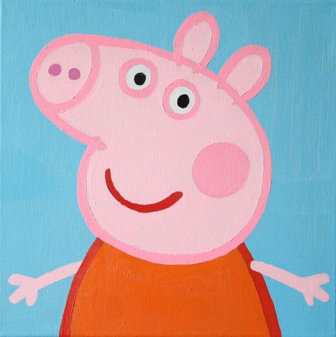 Peppa Pig Painting Ideas, Peppa Pig Painting Canvases, Peppa Pig Watercolor, Peppa Pig Painting, Painted Parking Spaces Ideas, Peppa Pig Drawing, Peppa Pig Cartoon, Funny Painting Ideas, Pepper Pig