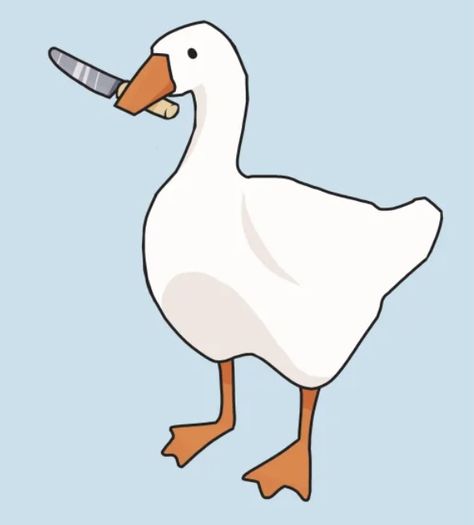 Goose With Knife Drawing, Cartoon Goose Drawing, Funny Goose Drawing, Silly Duck Drawing, Silly Goose Painting, Duck Drawing Funny, Duck With Knife Drawing, Cute Goose Drawing, Silly Goose Drawing