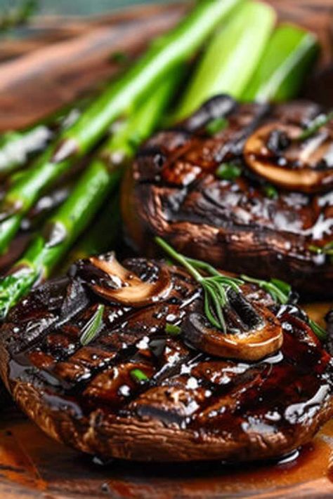 Grilled Portobello Steaks - Natures Fare Bbq Portabella Mushrooms, Portabella Steak, Grilled Portobello Mushroom Recipes, Portobello Steaks, Portobello Steak, Portabella Mushrooms Recipes, Portobello Mushroom Recipes, French Toast Waffles, Grilled Portobello